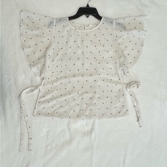 Elodie White Flutter Sleeve Blouse with Tie Front - Picture 11 of 14